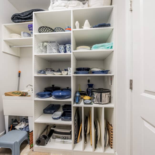 linen closet filled with household essentials